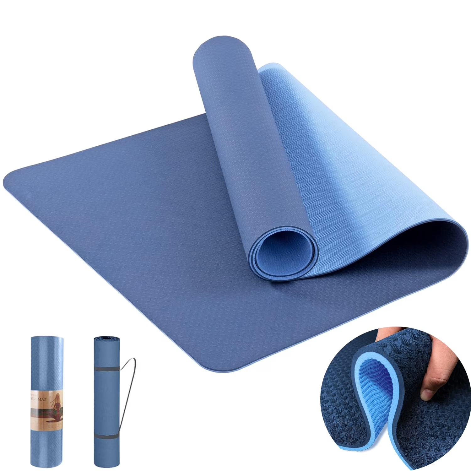 Yoga Mat 72 X 24'' Exercise Mats 8Mm TPE Non-Slip Extra Thick High-Density Eco Friendly for Yoga Workout Pilates Yoga Mats for Women Men